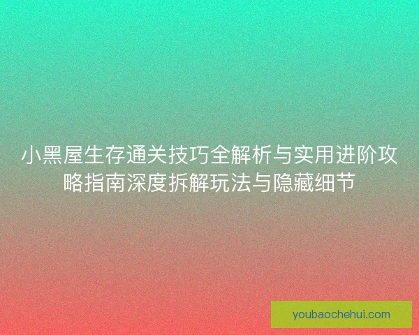 小黑屋生存通关技巧全解析与实用进阶攻略指南深度拆解玩法与隐藏细节